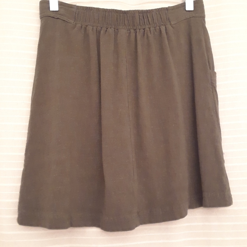 Universal Thread Olive Linen Buttoned Mini Skirt - image 4